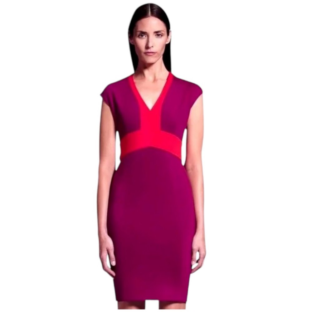 Narciso Rodriguez for Design Nation Red & Purple Color-block Sheath Dress Size M